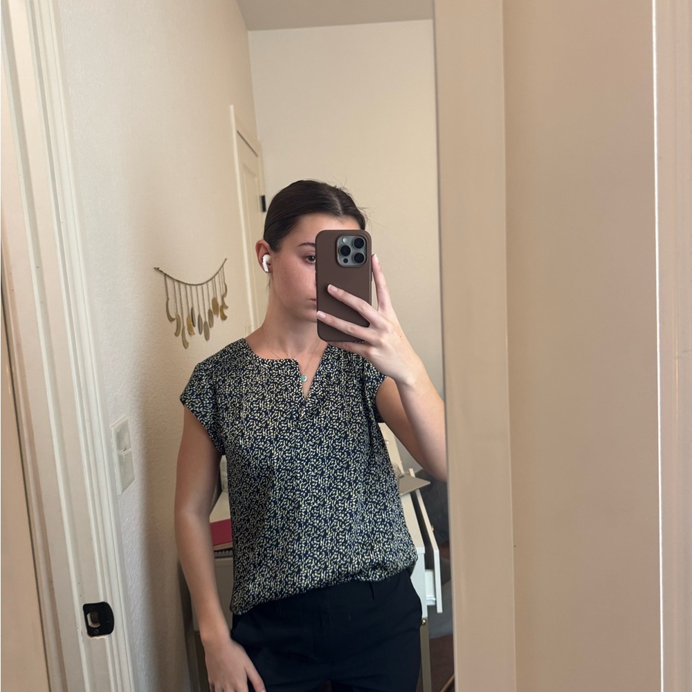 Banana Republic Black and White Patterned Blouse